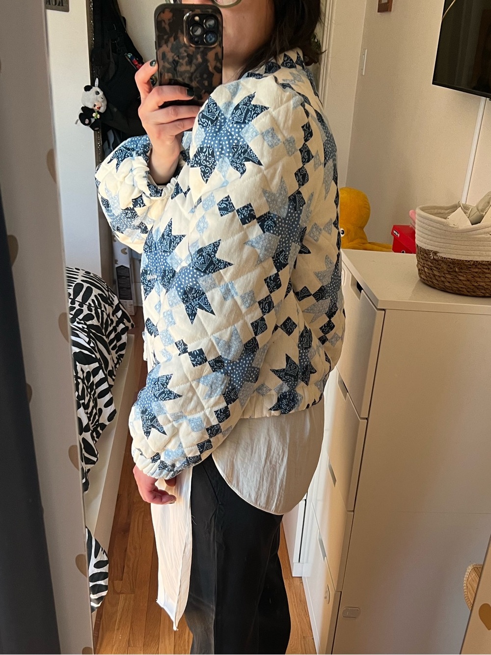 House of Harlow Blue and White Quilted Jacket NEW Small - Picture 4 of 11